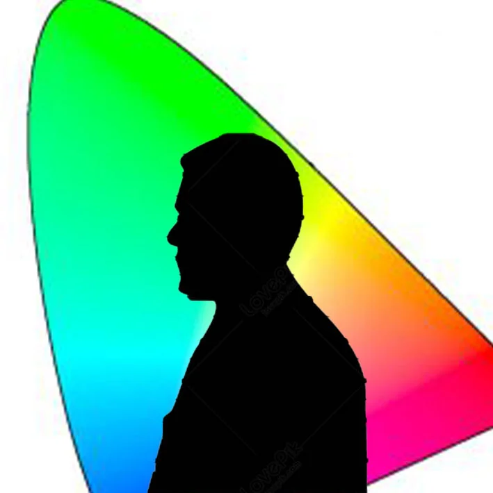 Une silhouette de profil devant un diagramme d'espace couleur