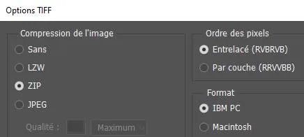 Export TIFF en compression ZIP avec Photoshop pour une impression fidèle
