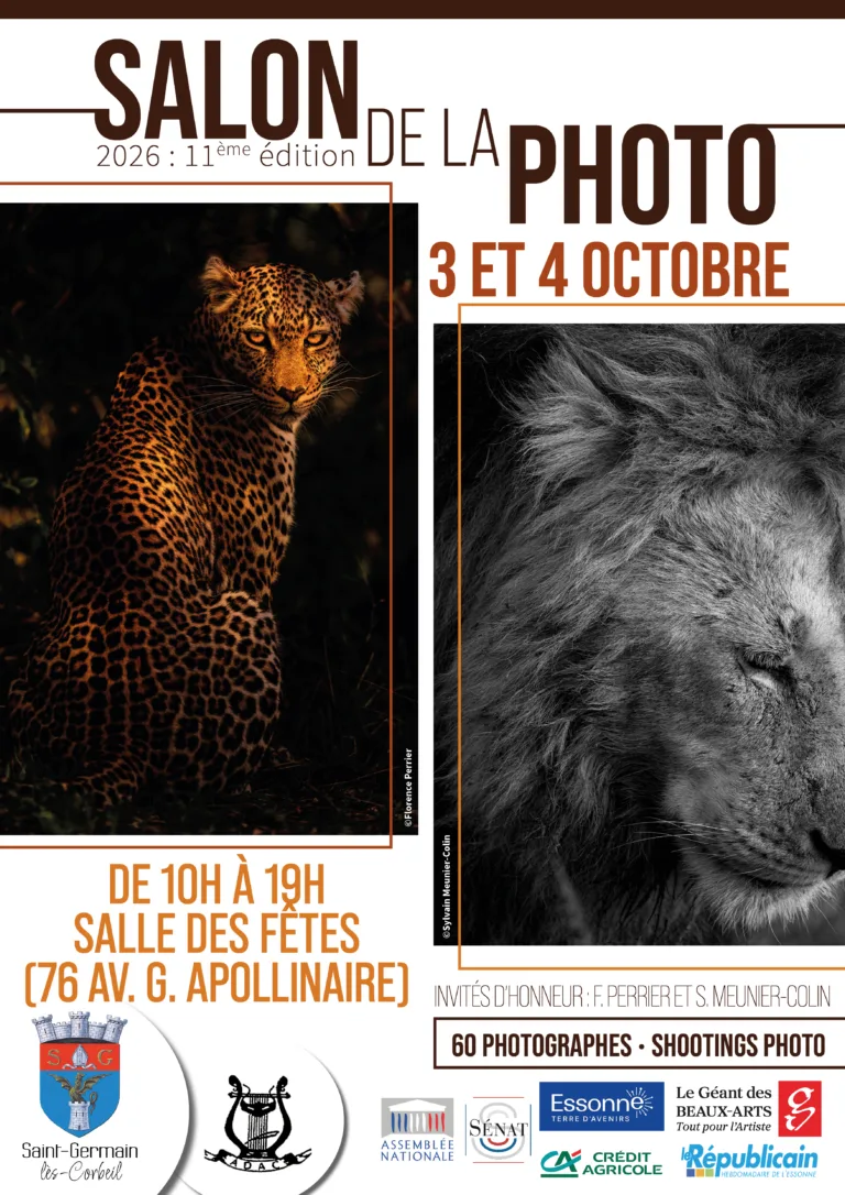 Affiche du Salon de la photo 2026 de Saint-Germain-lès-Corbeil, les 3 et 4 octobre 2026